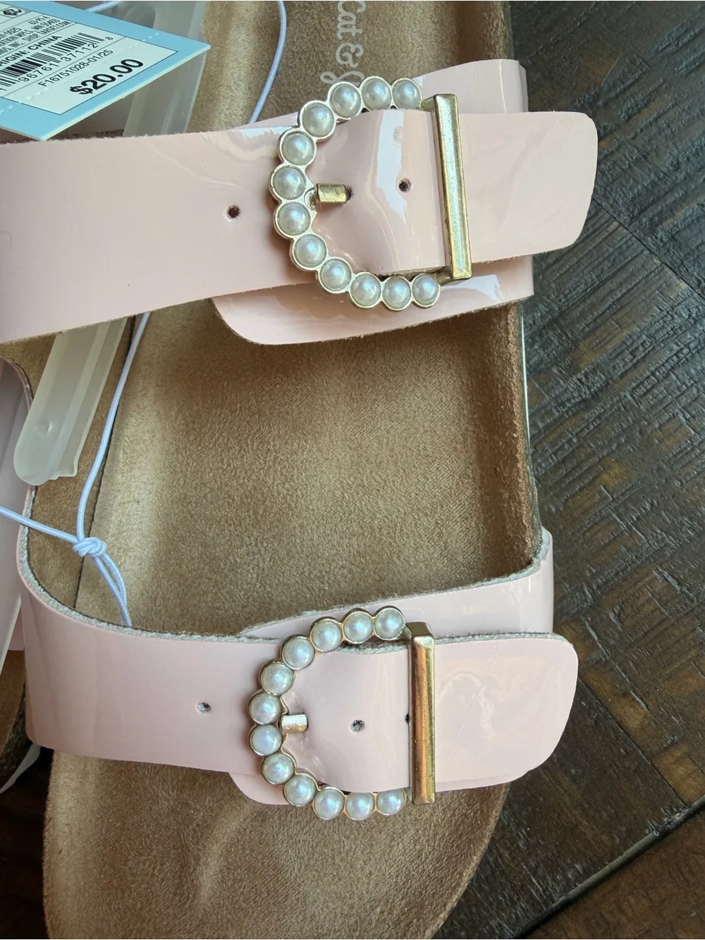 NWT! Cat & Jack Pink Pearl Buckle Slides girls Size 3